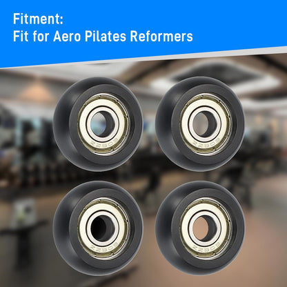 For Aero Pilates Reformer Replacement Roller Wheels, Set of 4 Easy to Install, Smooth & Quiet Glide,Black