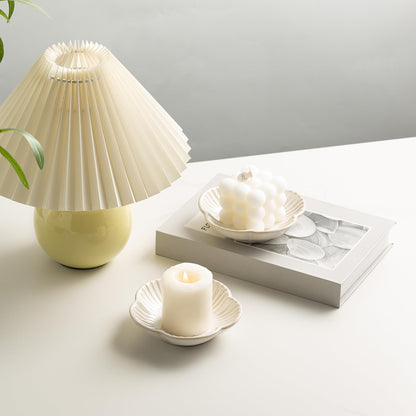 Ceramic Pillar Candle Holder Plates, Decorative Candlestick Holder, Tea Light Incense Santo Palo Holders, for Dinning, Party, Wedding, Birthday, Anniversary Decorations, 1pack (White)