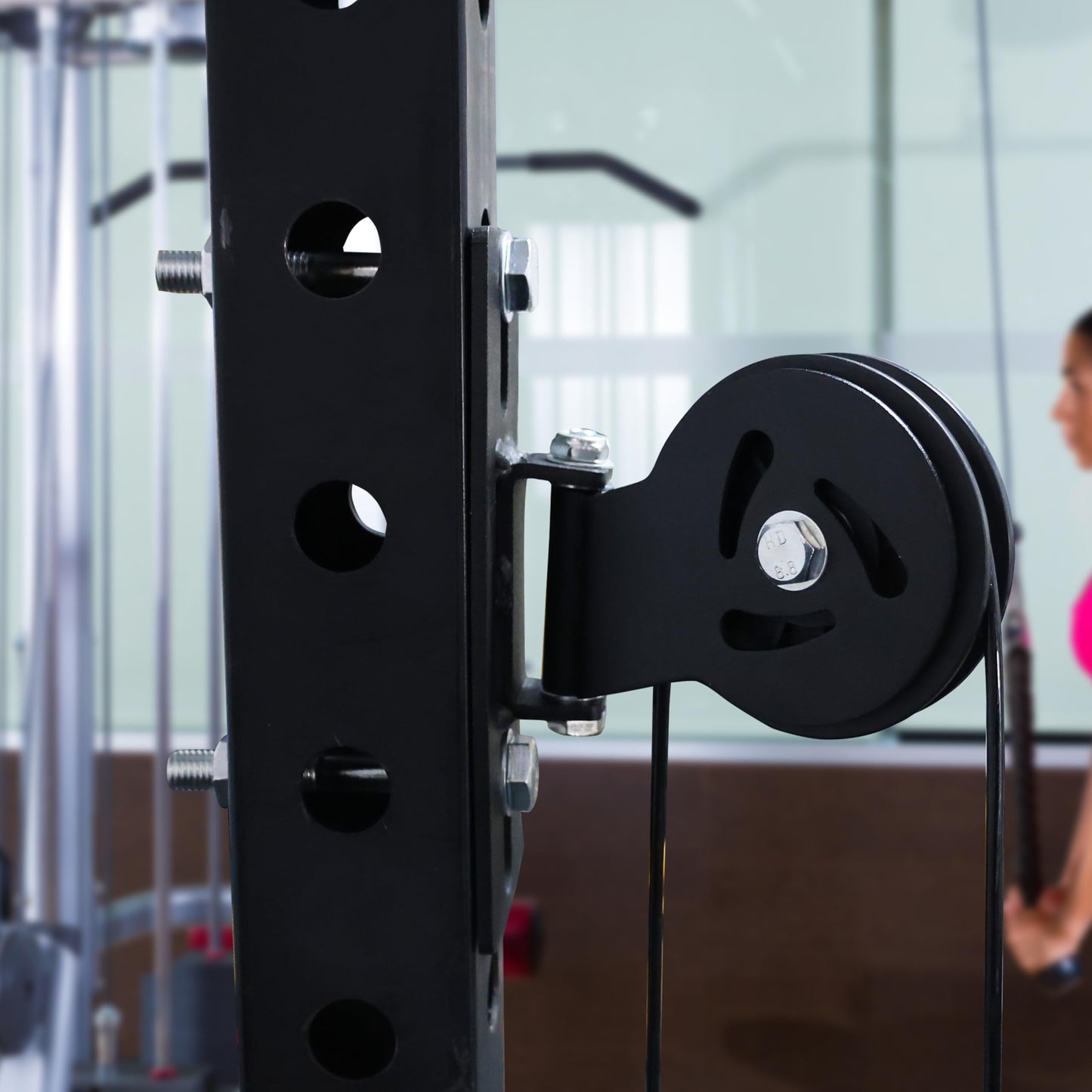 Lights Mountain Cable Pulley System for Squat Racks – Fits 5/8" with Extended Slot Design, Heavy-Duty 180° Swivel Pulley for Smooth Gliding and Full-Body Workouts in Home Gyms