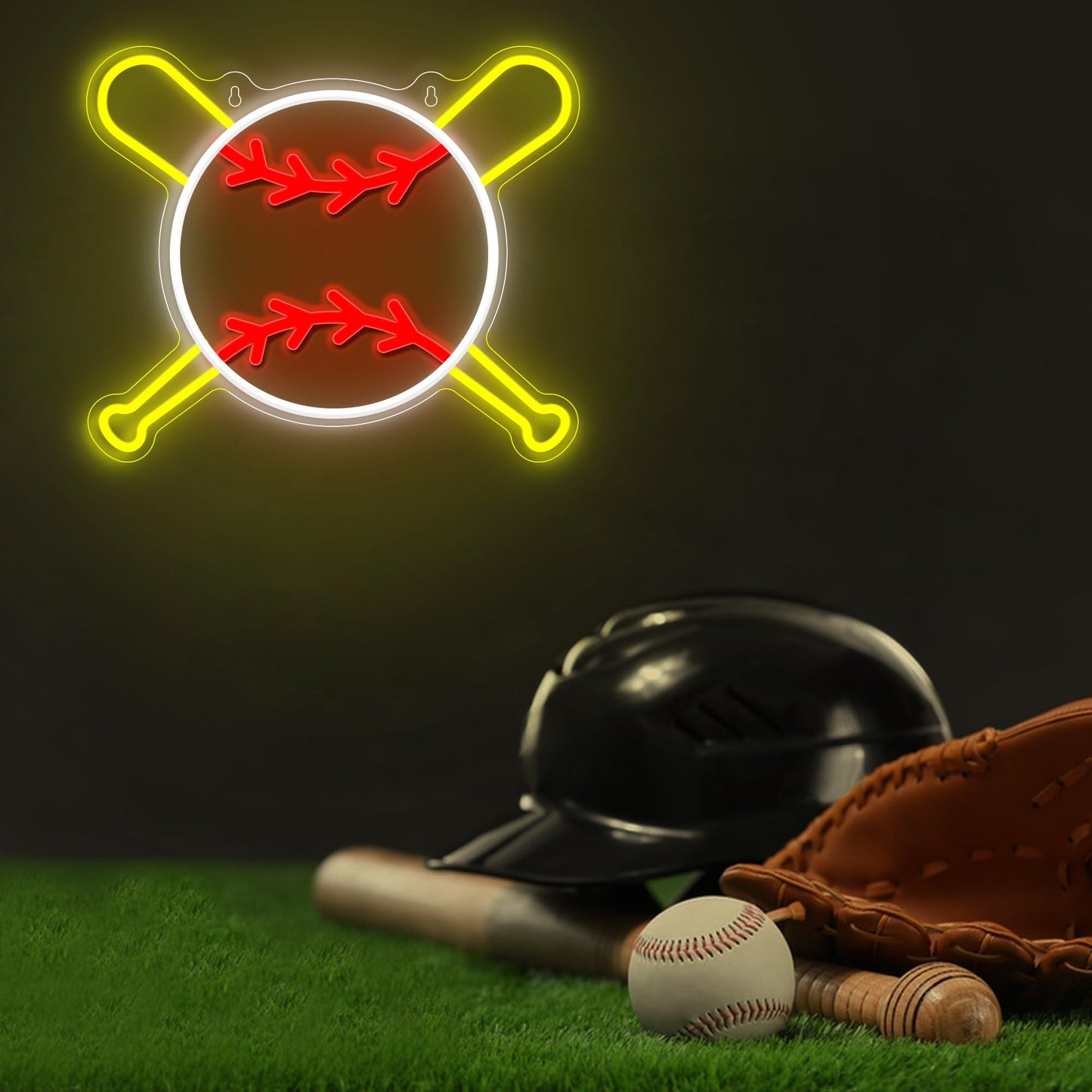 Attivolife Baseball Neon Sign for Wall Decor, Light up Sport Campaign Ball LED Lamp with Dim USB Powered, Unique Home Club Shop Party Birthday Christmas Day Gift for Boy Teenage Student Athlete Man