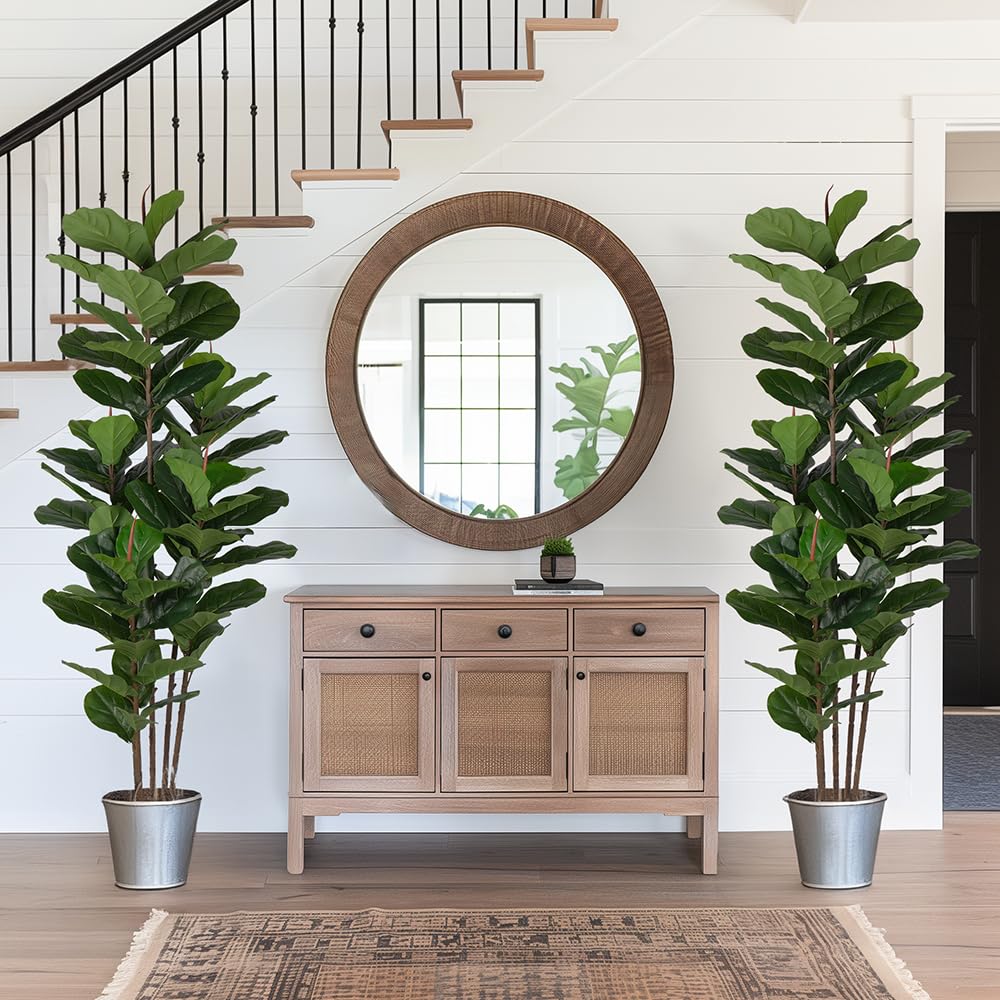 Yepdin 2 Pack Fiddle Leaf Fig Tree - Artificial Ficus Tree with Tall Artificial Plants Large 69 Fiddle Leaves -Fake Trees for Indoor Outdoor Home Decor Living Room