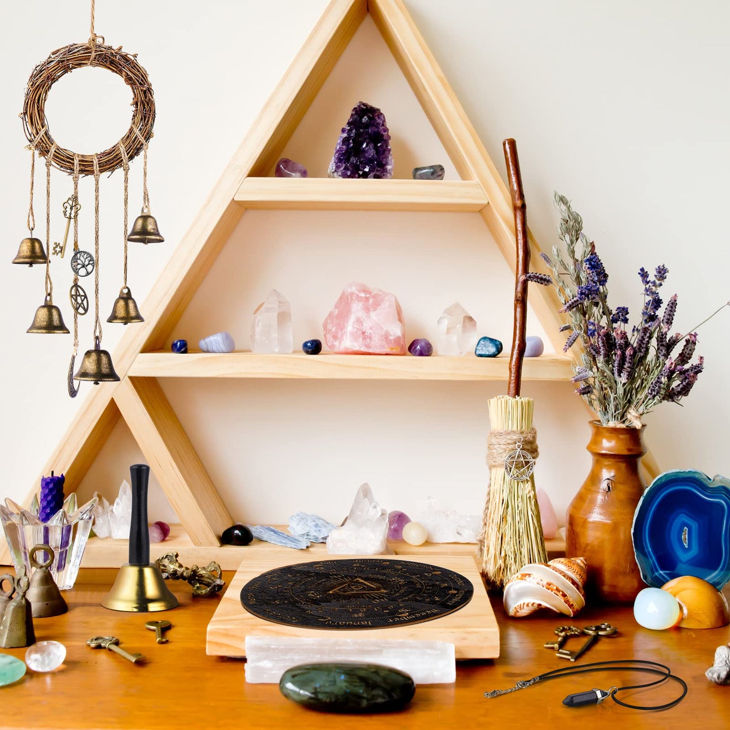 TigeJoy All in One Witchcraft Supplies Witch Stuff Spell Kit 88 PCS, Wiccan Tools, Include Herb Crystal Candle Amethyst Pendulum, Witch Gift Wiccan Starter Kit Altar Supplies Pagan Decor