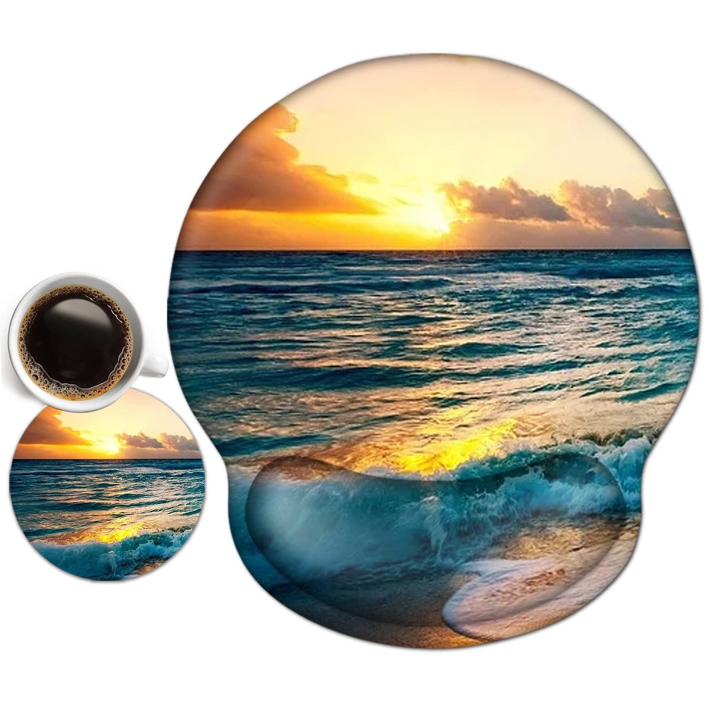 ToLuLu Mouse Pad Wrist Rest Support Gel, Ergonomic Mouse Pads with Non Slip PU Base, Mouse Wrist Rest Pad for Laptop Computer Home Office Working Gaming Pain Relief, Sunset& Beach