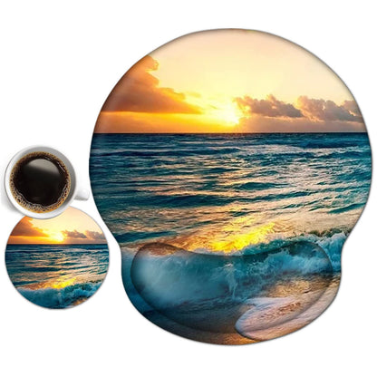 ToLuLu Mouse Pad Wrist Rest Support Gel, Ergonomic Mouse Pads with Non Slip PU Base, Mouse Wrist Rest Pad for Laptop Computer Home Office Working Gaming Pain Relief, Sunset& Beach