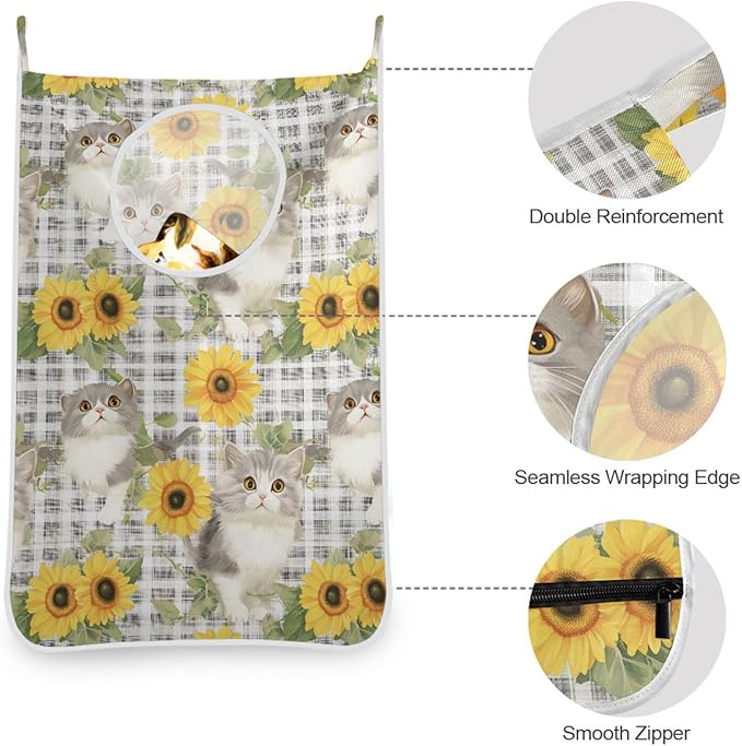 Hanging Laundry Hamper with Stainless Steel Hooks, Oxford Fabric Printing Door