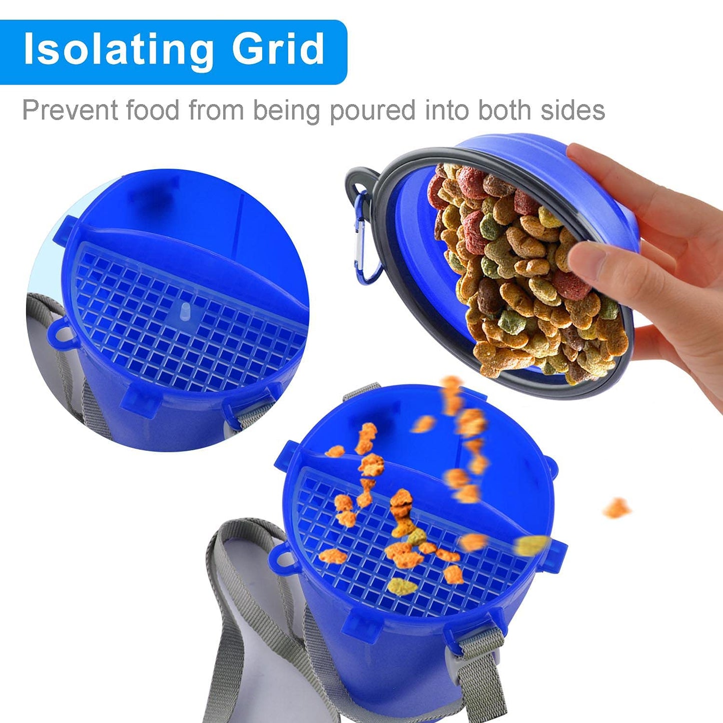 Dog Travel Water Bottle Collapsible Bowls, 2 in 1 Pet Food Container with Collapse Bowls, Outdoor Portable Water Bowls for Walking, Traveling, Camping and Hiking (Orange)