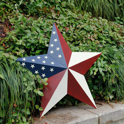 Patriotic Barn Star Metal Wall Decor Indoor Outdoor Wall Hanging Primitive Decor Star Ornament 4th of July Decoration