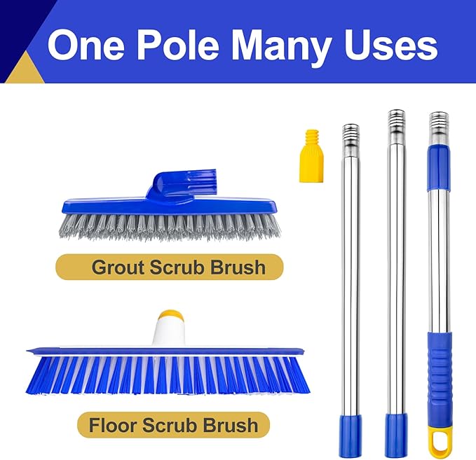ITTAHO 12" Wide Floor Scrub and Grout Brush Set