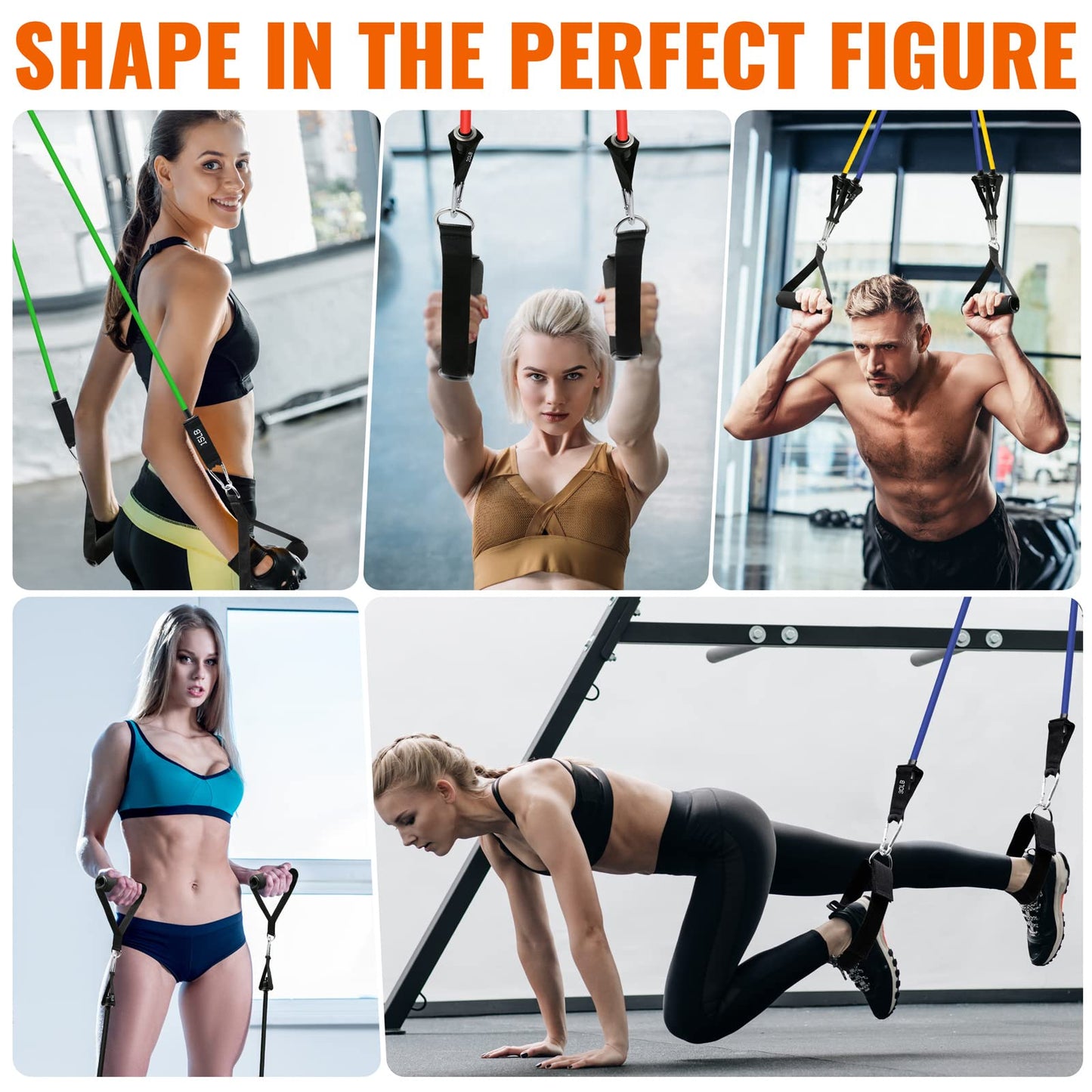 Aihoye Resistance Bands for Working Out, Exercise Bands with Handles, Stretch Bands for Exercise, Workout Bands with Door Anchors for Physical Therapy & Strength Training