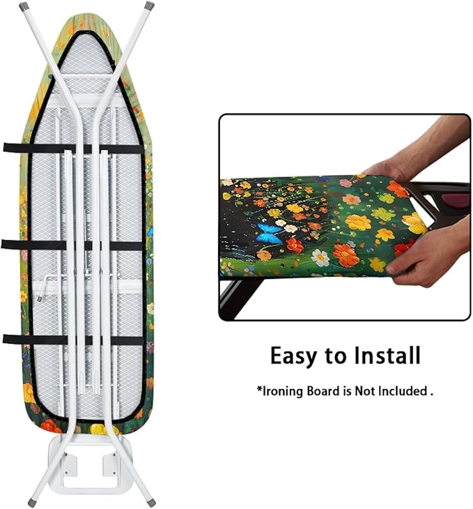 GLENLCWE Black Cat Hippie Flower Ironing Board Cover, 54x15 inches, Iron Board