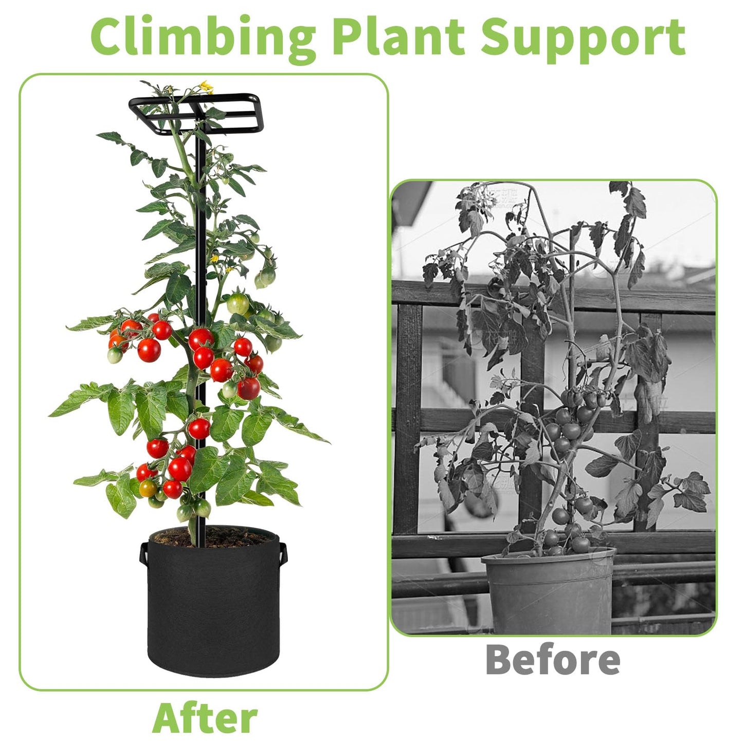 2 Pcs Heavy Duty Dragon Fruit Trellis, Adjustable Plant Climbing Support with 4 Non-Woven Planting Pots, Raspberry Trellis for Garden, Vertical Farming Tower for Dragon Fruit, Avocados, Vining Plants