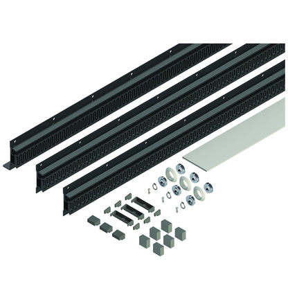 Lippert in-Wall Replacement Triple Rack Repair Kit for RV Slide-Out Systems with Hook Racks, V-Rollers, Retainers, Rivets, Rack Shoes, Wear Pads, Plugs, Sealing Foam, Fixed Side, Black - 366214