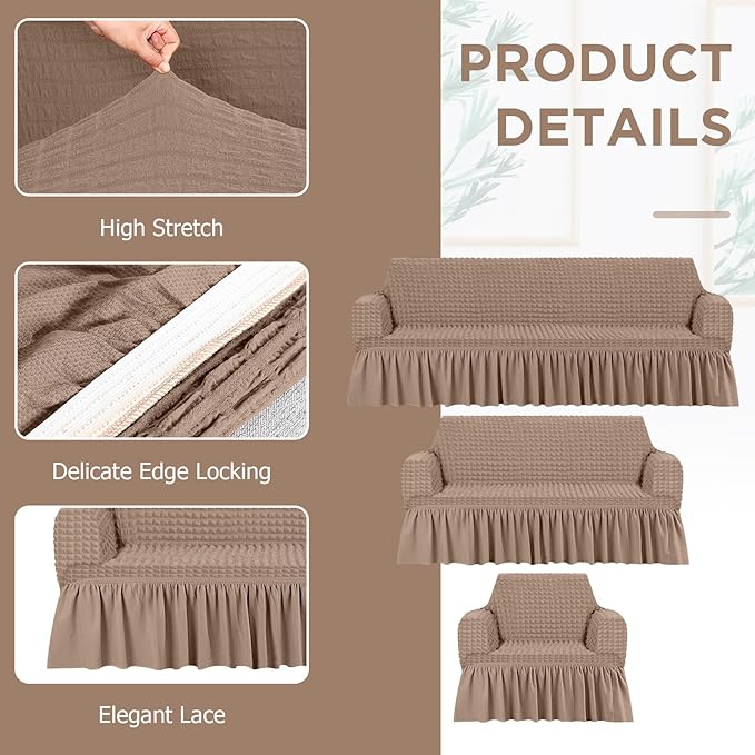 Fanfanwin 3 Pcs Sofa Slipcover Set