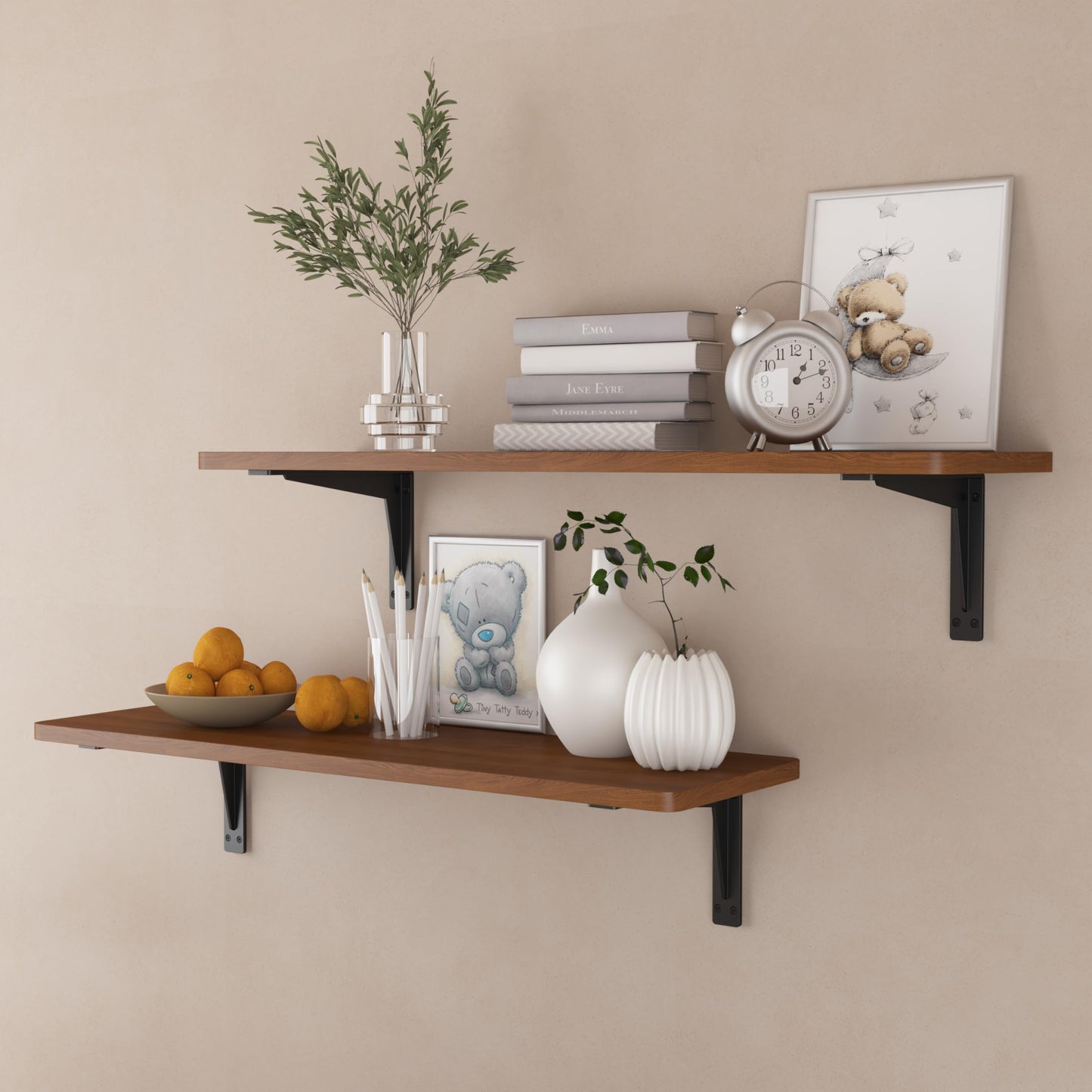 NEODROP 6-Pack 6 Inch Heavy Duty Shelf Brackets, Premium Metal Wall Bracket for Mantel, Countertop Support, Garage Storage Shelves | Floating Shelf Hardware | High Strength Corner Brace