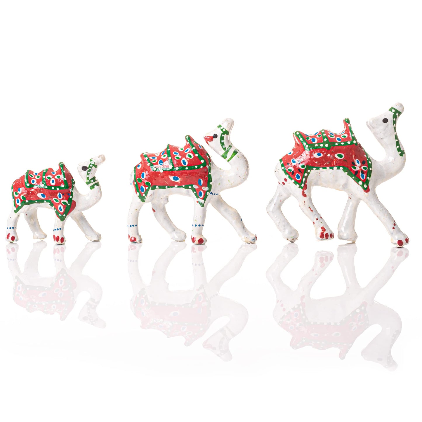 Tarini Gallery Traditional Indian Rajasthani Showpiece Table Home Office Festive Party Decoration Décor & Gifting (White Camel Family Set of 3)
