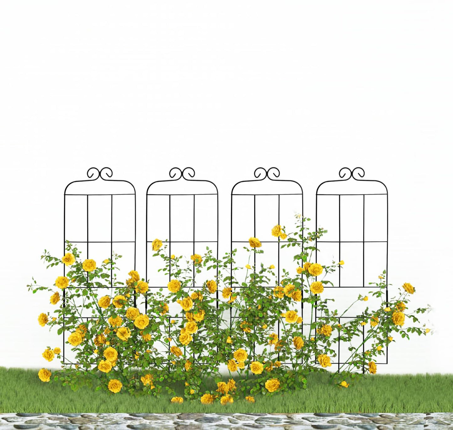 4 Pack 31'' Plant Trellis for Climbing Plants Indoor & Outdoor, Metal Trellis for Potted Plants, Plant Support for Houseplant, Vines, Pothos, Rose, Ivy, and Flowers, Black
