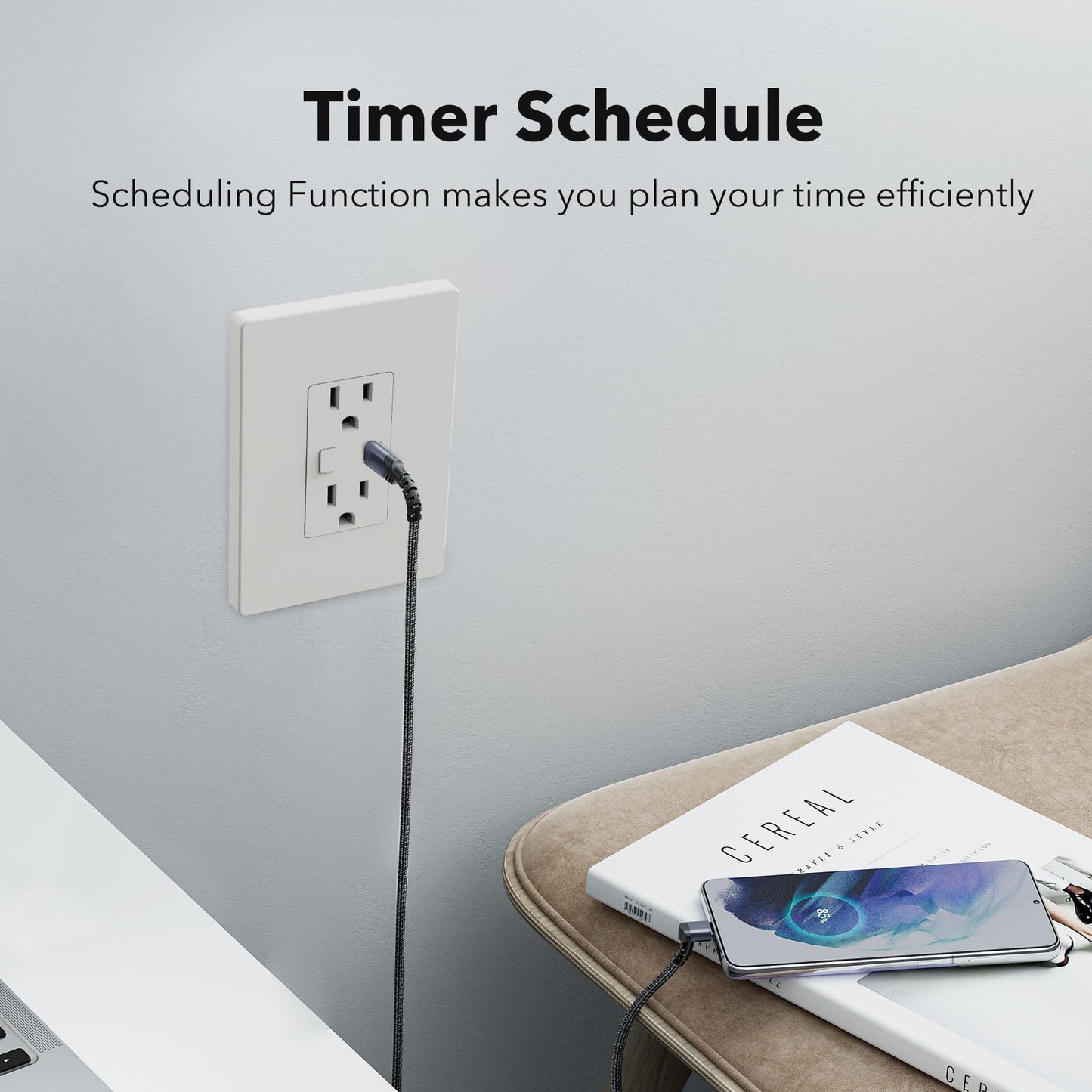 BN-LINK Smart Electrical Outlet with 2 Controlled Plugs and Type-C Charging, in-Wall Smart Wi-Fi Outlet with Voice and APP Remote Control, Compatible with Alexa and Google Assistant, 2.4GHz Wi-Fi Only