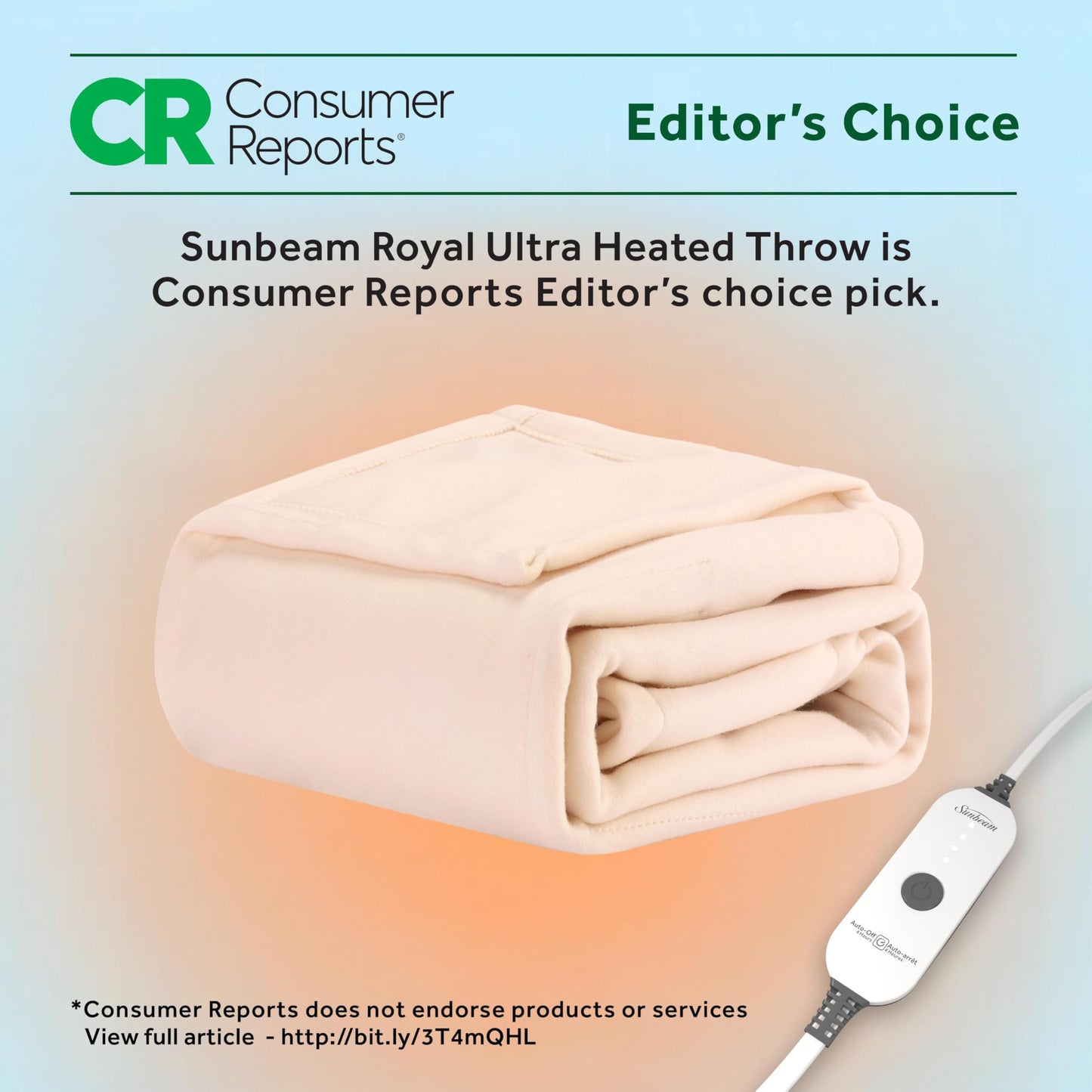 Sunbeam Royal Ultra Fleece Heated Electric Blanket King Size, 90" x 100", 12 Heat Settings, 12-Hour Auto Shut-Off, Machine Washable, Pebble Beige