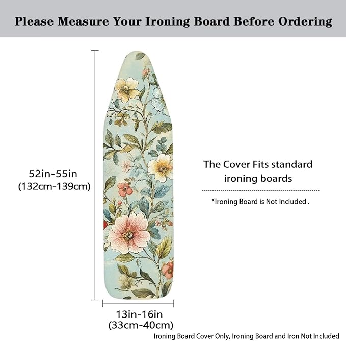 Vintage Flowers Iron Board Cover Anti-Burning Heat Insulation Ironing Board