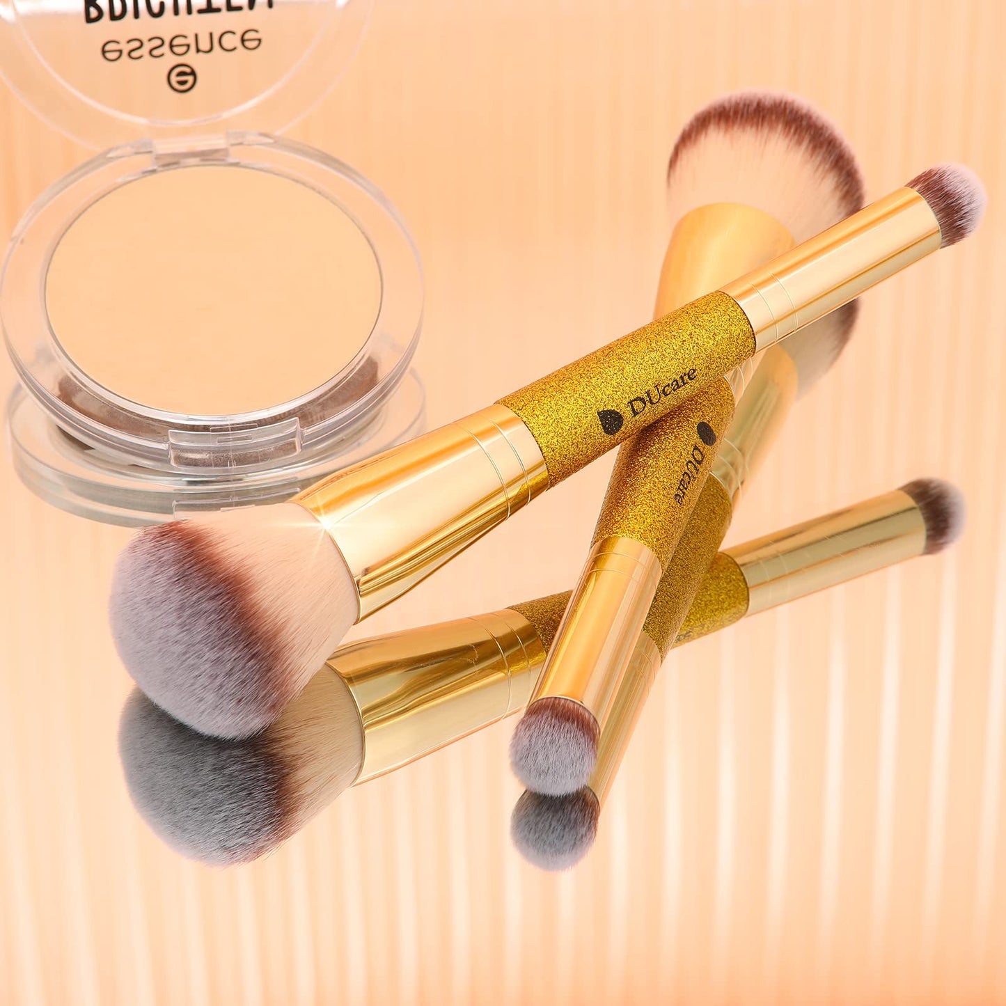 DUcare Foundation Brush Contour Bronzer Makeup Brush Double Ended Self Tanner Brush Sculpting Brush for Blending Liquid Powder Concealer Cream Cosmetics Blush Buffe