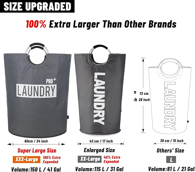 Caroeas Super Large 150L Laundry Basket Pro, Waterproof Laundry Hamper