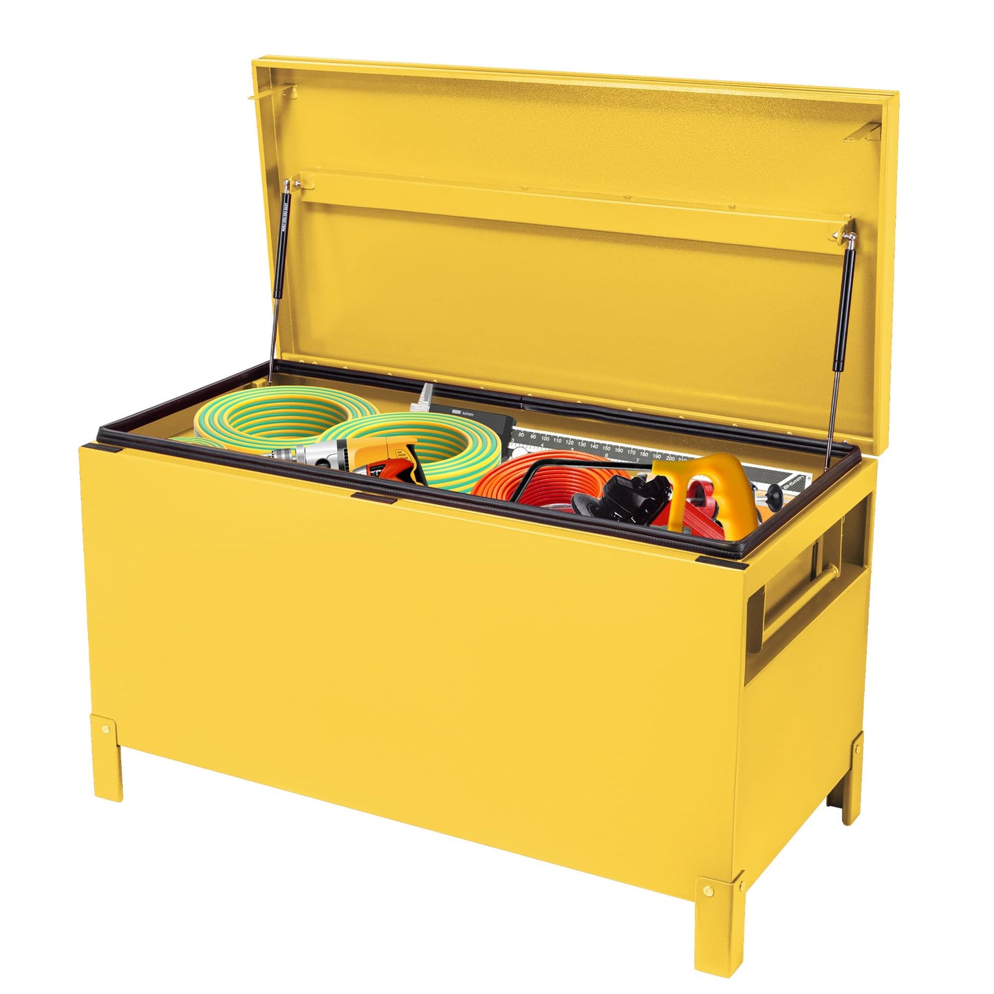 MOVECOM 36x15 Inch Large Aluminum Truck Bed Tool Box, Heavy-Duty Waterproof Tool Chest, Easy Assembly Storage Organizer with Side Handles for Pickup Trucks, RV, Trailer - Yellow