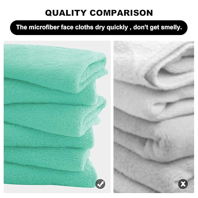 MOONQUEEN Microfiber Facial Cloths Fast Drying Washcloth 12 Pack