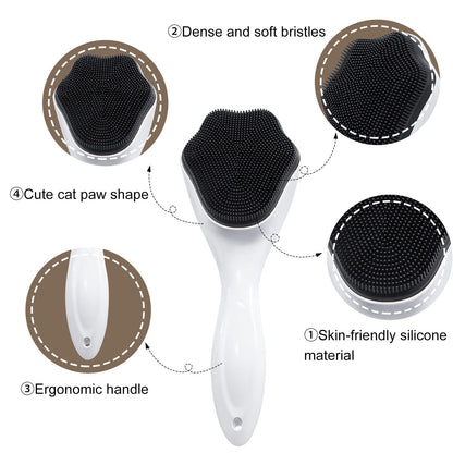 2 Pack Silicone Face Scrubber Exfoliating Brush, Manual Handheld Facial Cleansing Brush Blackhead Scrubber, Soft Bristles Waterproof for Face Skincare (Round-Pink)