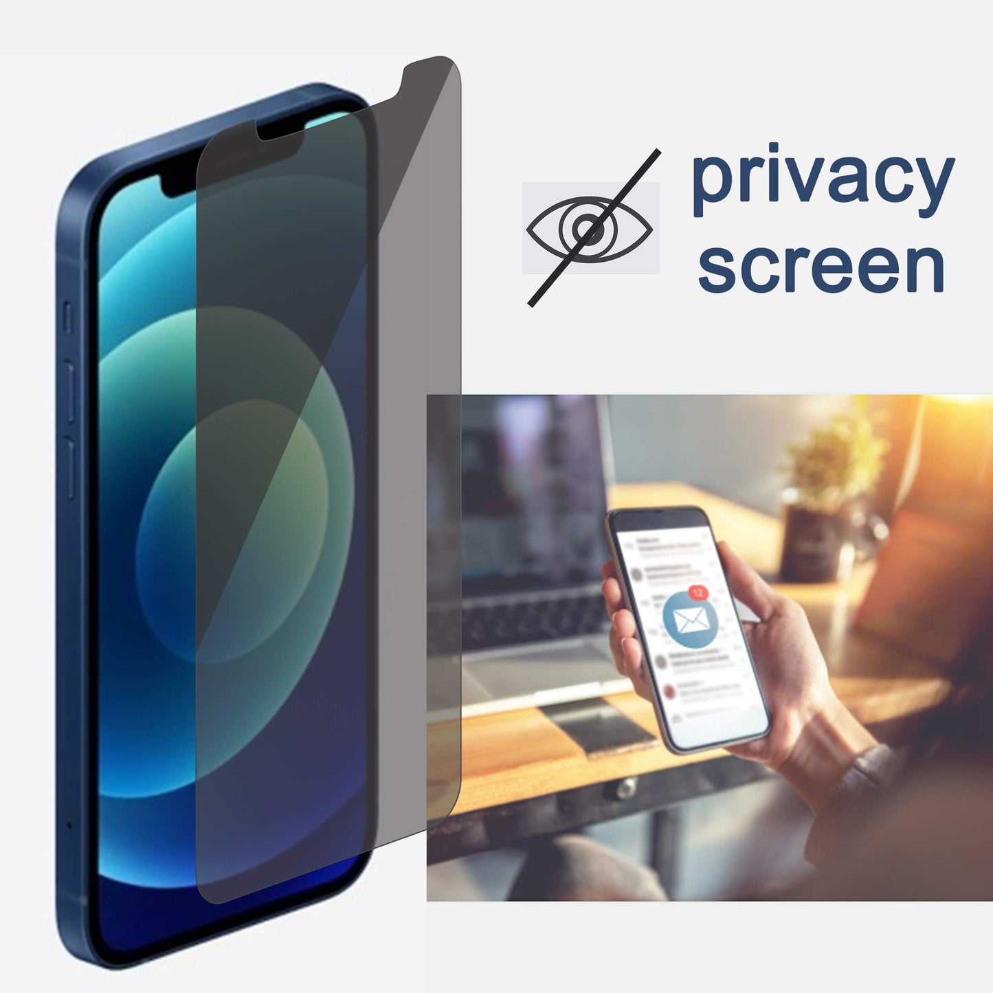 Ailun 2Pack Privacy Screen Protector Compatible for iPhone 14 Pro Max [6.7 inch] + 2 Pack Camera Lens Protector, Anti Spy Private Tempered Glass Film, Case Friendly, [9H Hardness] - HD
