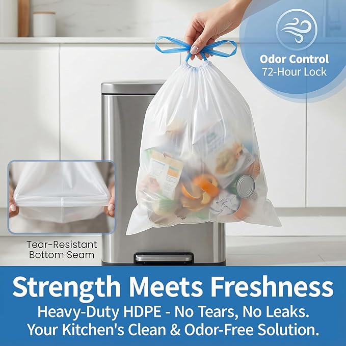 150 Counts 5 Gallon Trash Bags Drawstring
