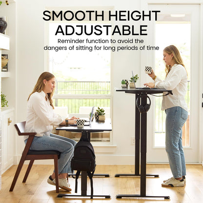 Veken 63 Inch Electric Standing Desk, Adjustable Height Office Desk with Wood Desktop, Computer Table for Home Work, Study and Gaming, Small Spaces, Modern Furniture, Black
