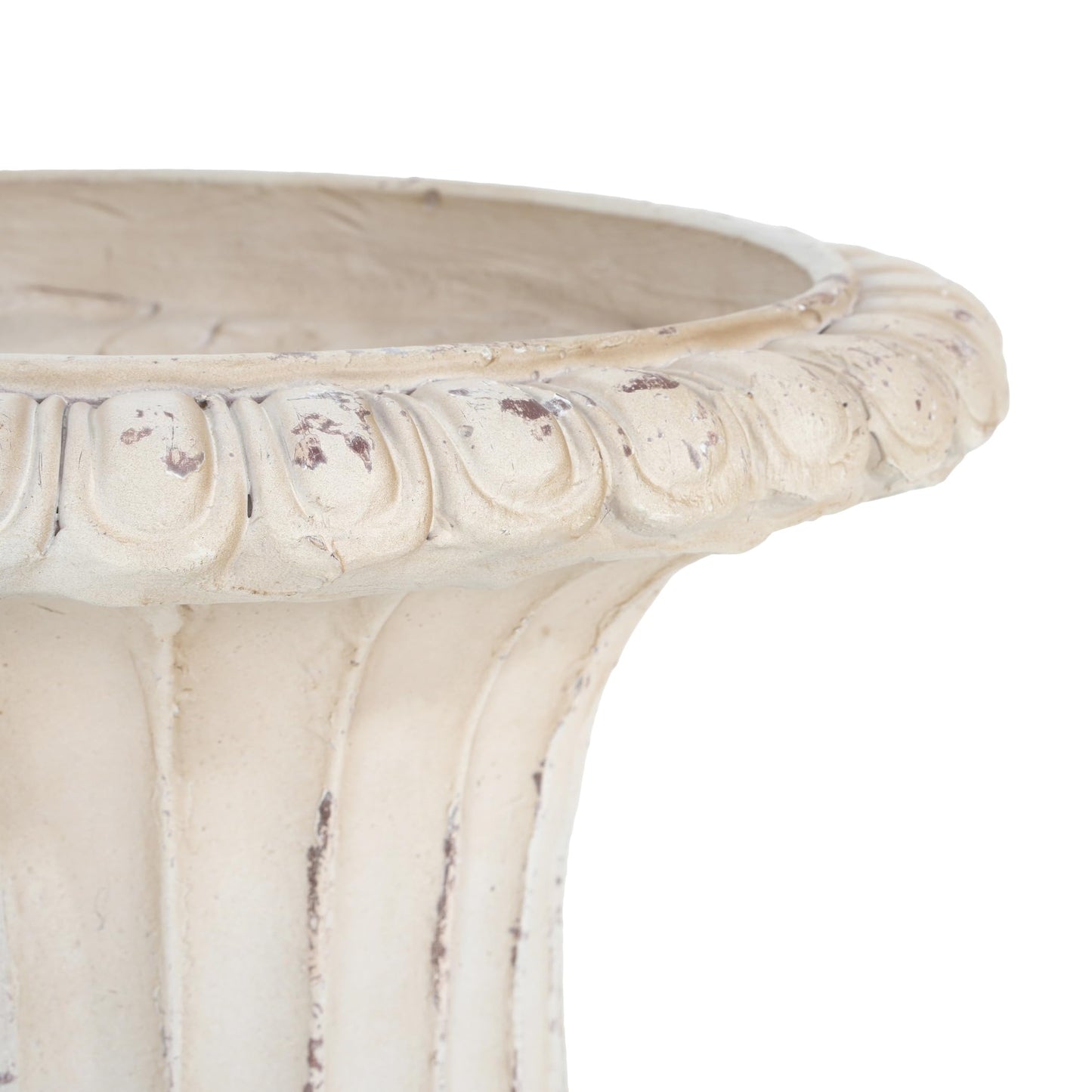 PETALORE Antique White Urn Planter 19.25" H, Pedestal Planters for Outdoor Plants, Hand-Painted Tall Urn Flower Pot, Durable Magnesium Oxide Decorative Garden Planter for Porch and Patio