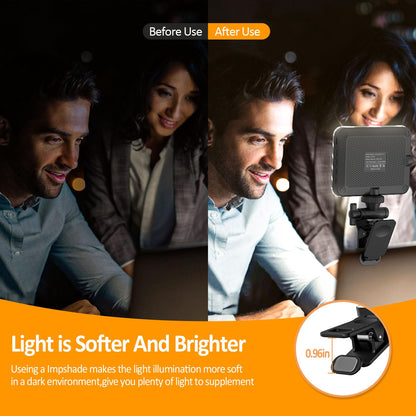 XINBAOHONG LED Video Light, Mini Selfie Light Rechargeable Clip-on Ring Light for Phone Laptop Tablet and Computer Dimmable Fill Lamp for Conference Zoom Call Photography Makeup Picture