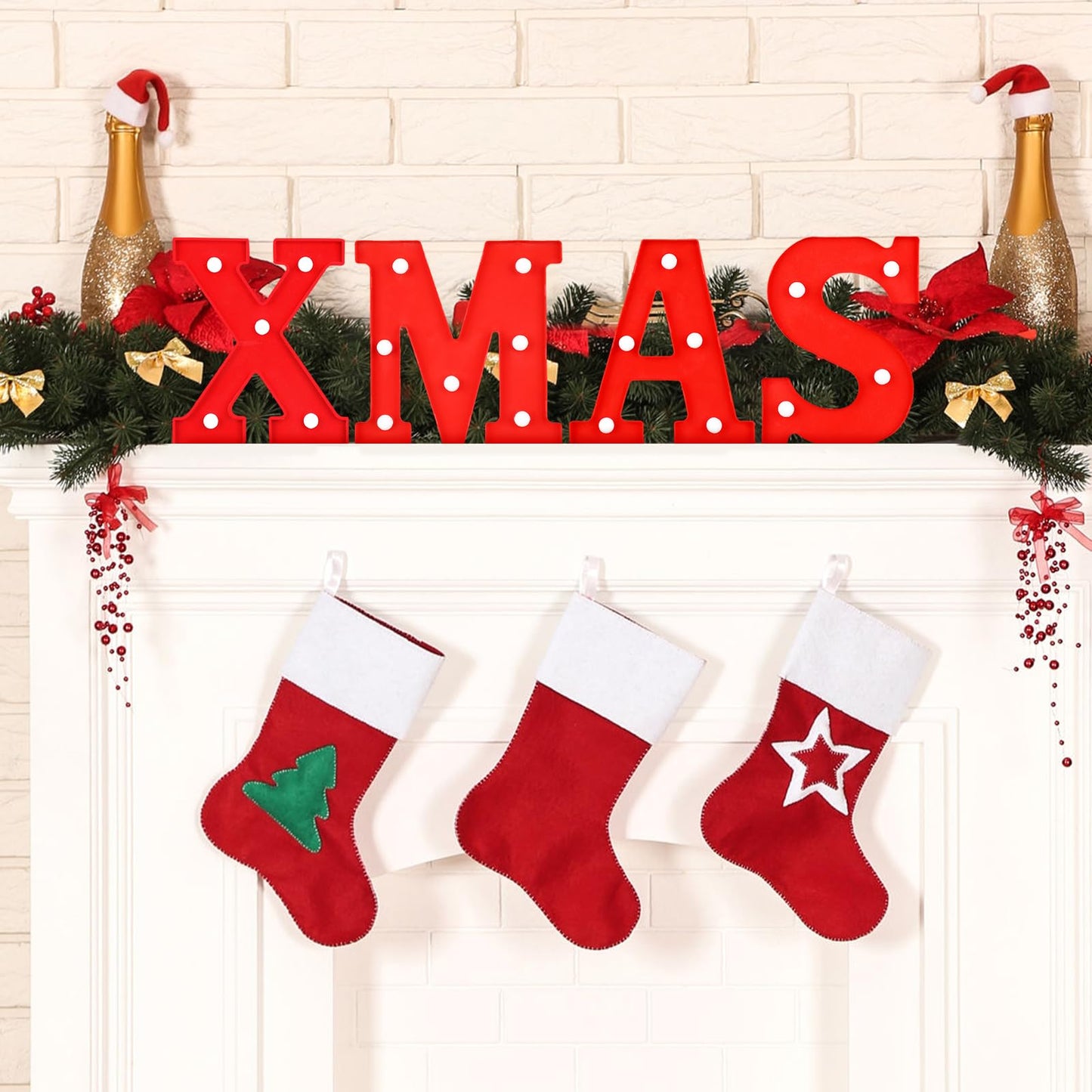 VIHOSE Christmas LED Letter Lights Sign Table Decoration Xmas Light up Letters Battery Powered Letter for Indoor Christmas Decoration Home Bar Party Bedroom Tabletop Gift