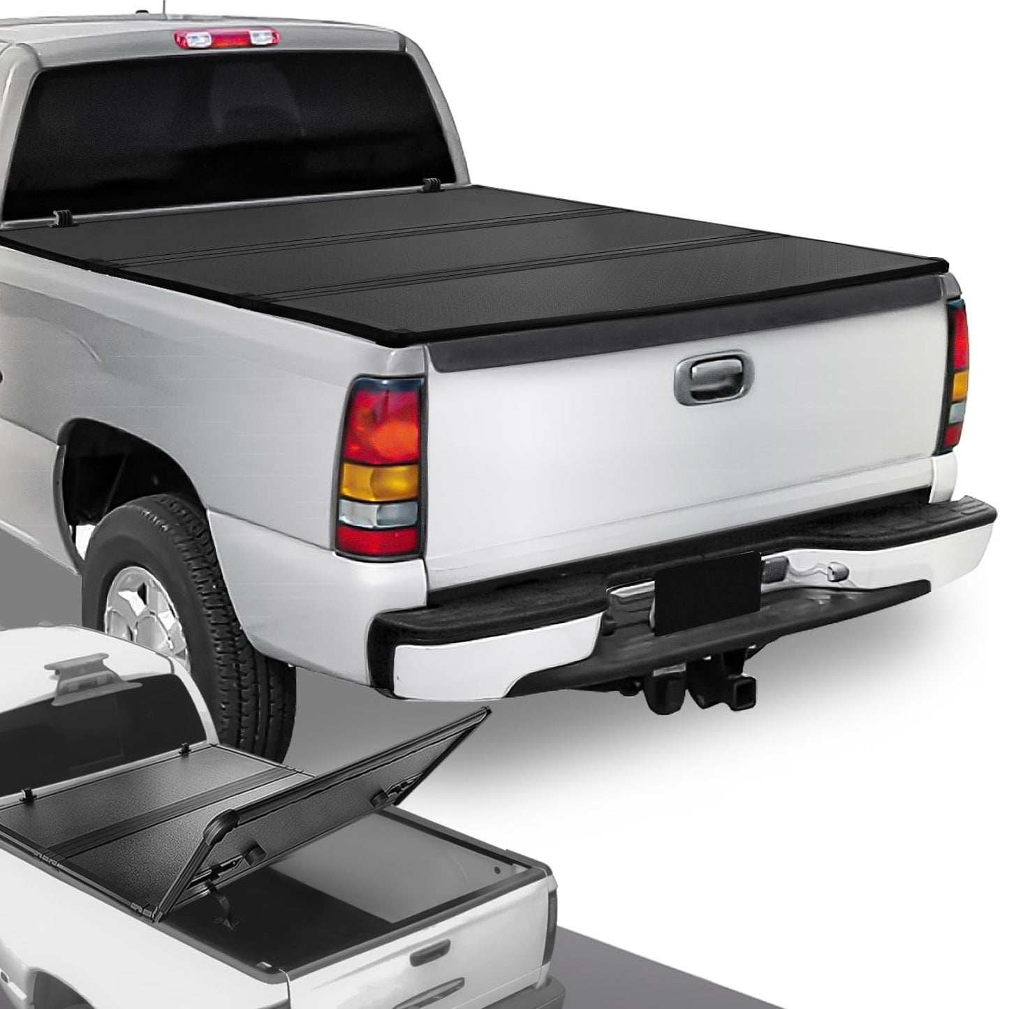 DNA MOTORING New Upgrade Truck Bed Top Hard Solid Tri-Fold Tonneau Cover Compatible with 99-06 Silverado Sierra 1500-3500 & HD / 2007 Silverado Sierra 1500-3500 & HD Classic 6-1/2' Beds, TTC-HARD-033