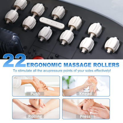 Foot Spa Bath Massager with Heat [2025 Upgraded], Vibration, Temperature Control, Jets, Bubbles and Epsom Salt, Foot Bath Soak Tub with 22 Massage Rollers, Feet Soaking Tub for Relaxation, Purple