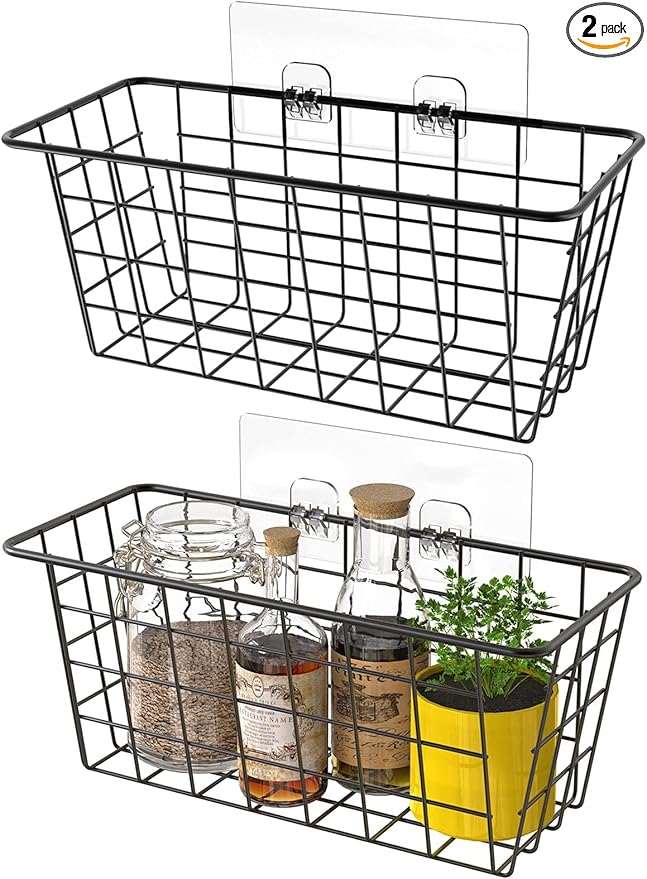 MaraFansie Hanging Kitchen Baskets Wire Storage Basket Over the Cabinet Door