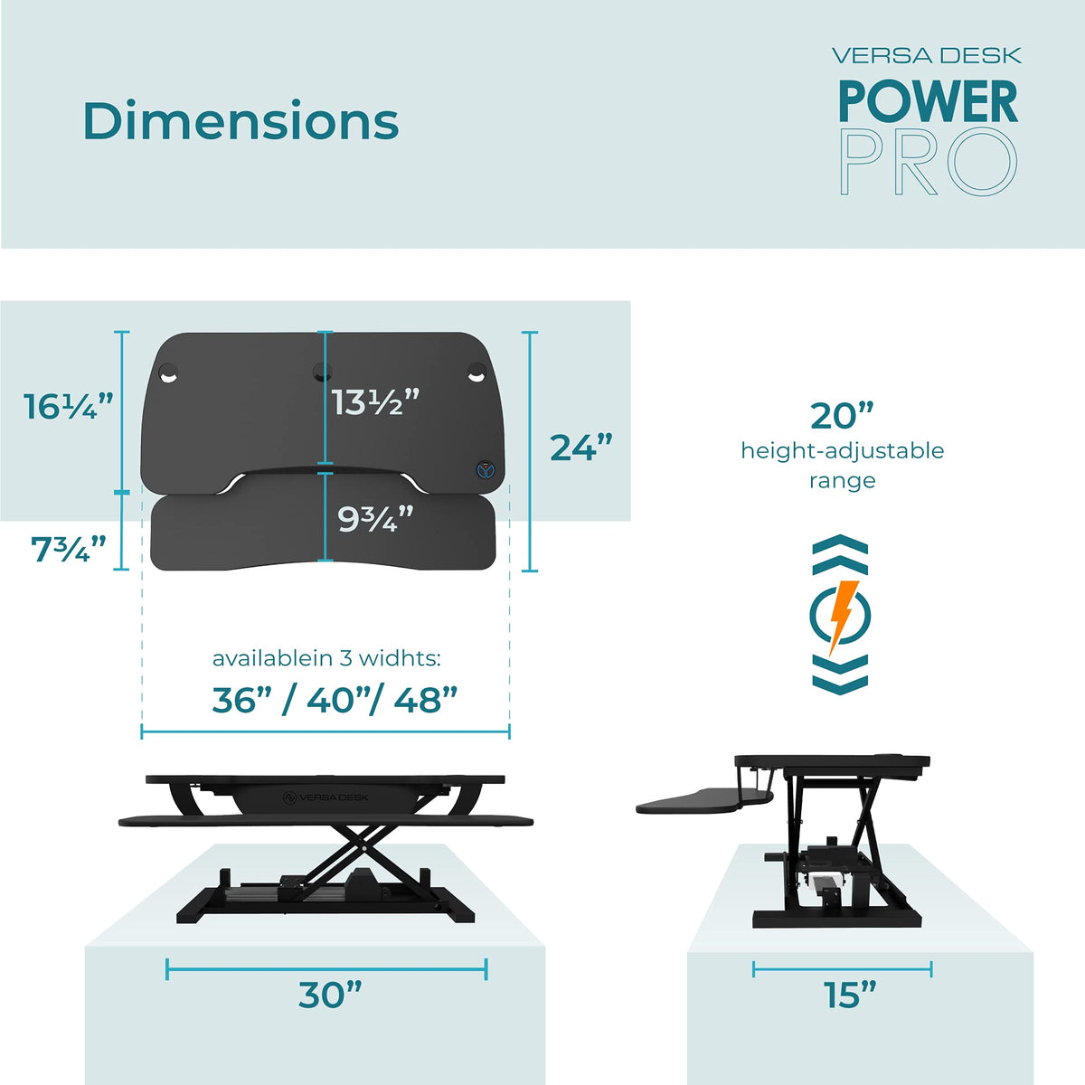 VERSADESK PowerPro 36” x 24” Standing Desk Converter | 36 Inch Electric Height Adjustable Sit to Stand Desk Riser w/Keyboard Tray & USB Hub - Ergonomic Workstation for Home & Office, Maple