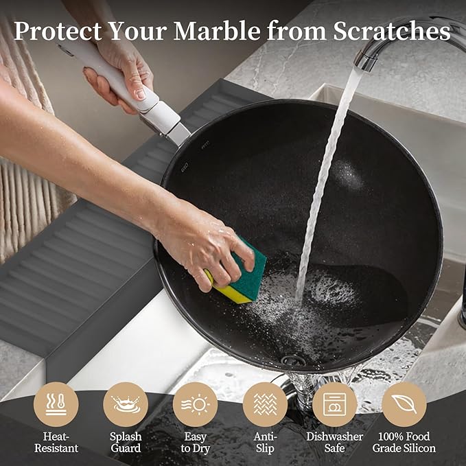 Sink Edge Protector with Suction Cup, Silicone Sink Splash Guard