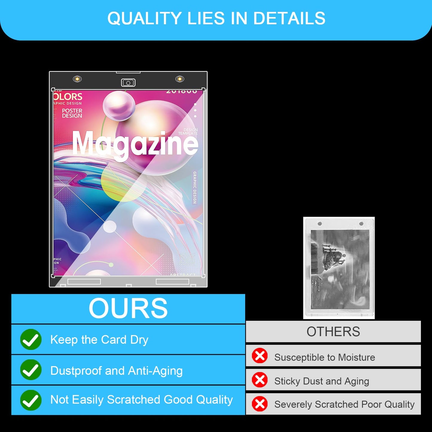 2-Pack Magazine Book Magnetic Holder - One Touch Magazine Magnetic Frame, Magazine Book Display Holders, UV Protection Comic Book Display Case, Premium Wall Mountable Magazine Book Protective Holder