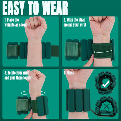 Sportneer Wrist & Ankle Weights for Women Men - 1 Pair (1 lb/2 lb Each) | Adjustable Weighted Bracelet Silicone Bangles for Yoga, Dance, Pilates, Cardio, Aerobics, Gym, Pool Exercises and Jogging (Transformative Teal, 1 LB x 2)