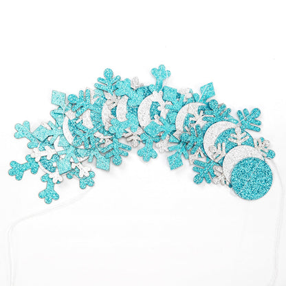 Snowflake-Snow Teal-Silver Christmas Party-Decoration Garland - 52Ft Turquoise White Winter Wonderland Frozen Hanging Paper Streamers,Birthday New Year Baby Shower Classroom Decor Lasting Surprise