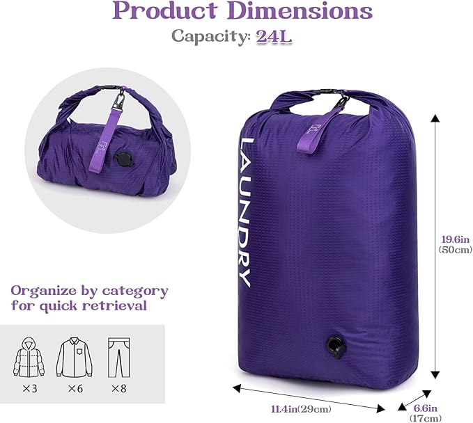 Travel Laundry Bag, Vacuum Compression Dirty Clothes Travel Bag, Waterproof