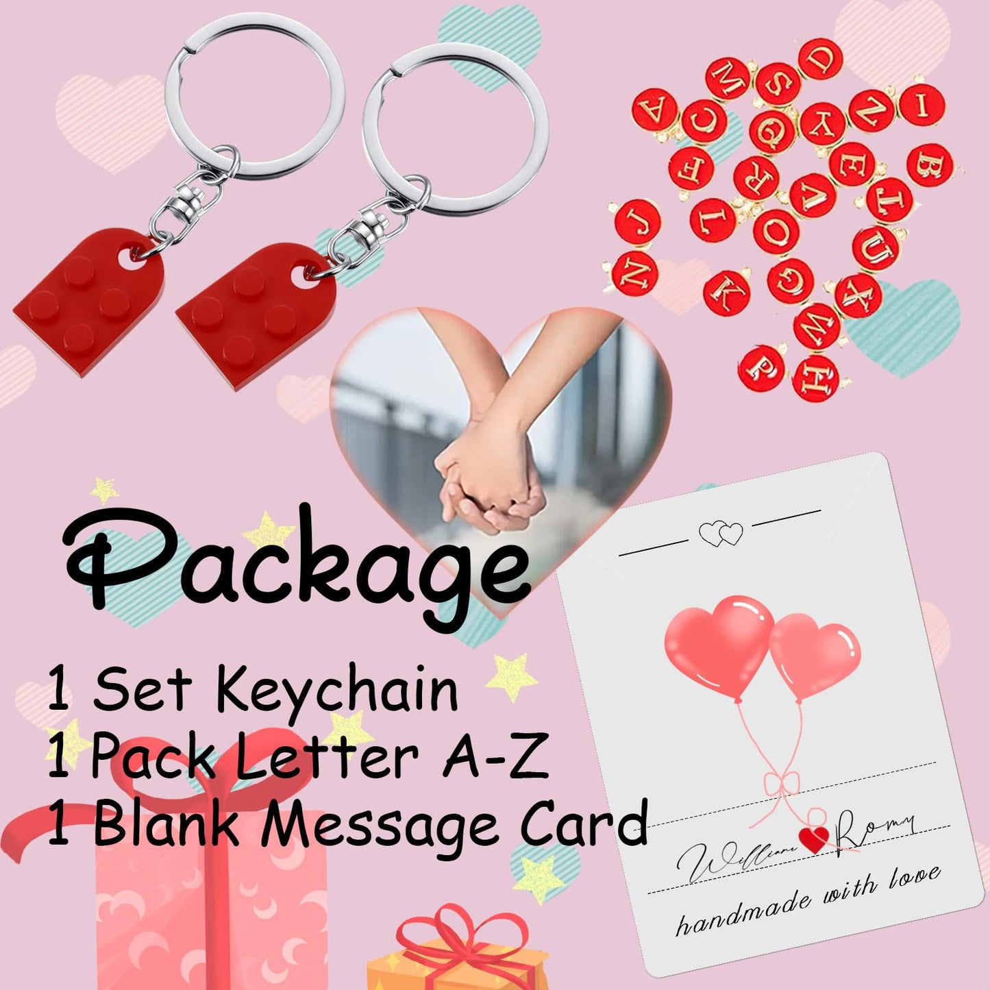 Smilelife Personalized Brick Matching Heart Keychains - Gifts for Mom, Dad, Couple, Boyfriend, Girlfriend, Lovers (Red)