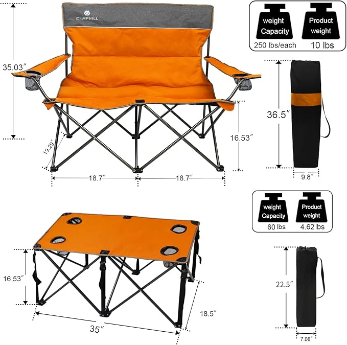Camping Chair Set of 3, Outdoor Folding Camping Chairs