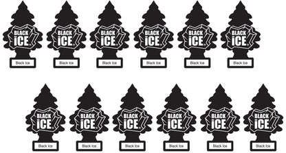 LITTLE TREES Car Air Freshener | Hanging Paper Tree for Home or Car | Black Ice | 12 Pack