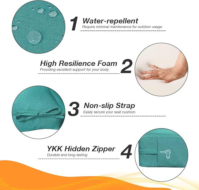 Unimatta Outdoor High Back Chair Cushion Seat Pads, 44 x 21 Inch