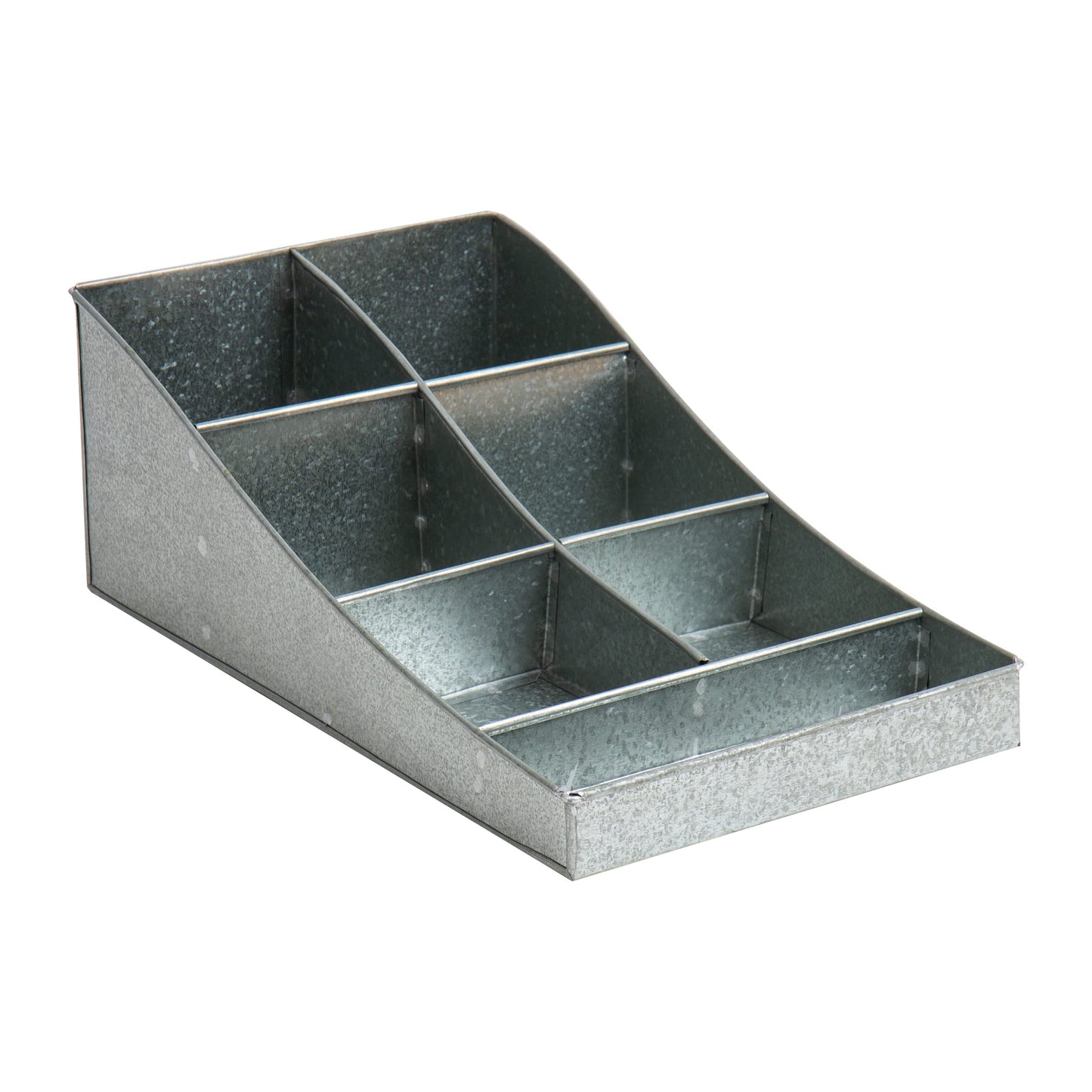 Mind Reader Cup and Condiment Station, Countertop Organizer, Coffee Bar, Galvanized Metal, 8.5"L x 14.5"W x 5.25"H, Silver