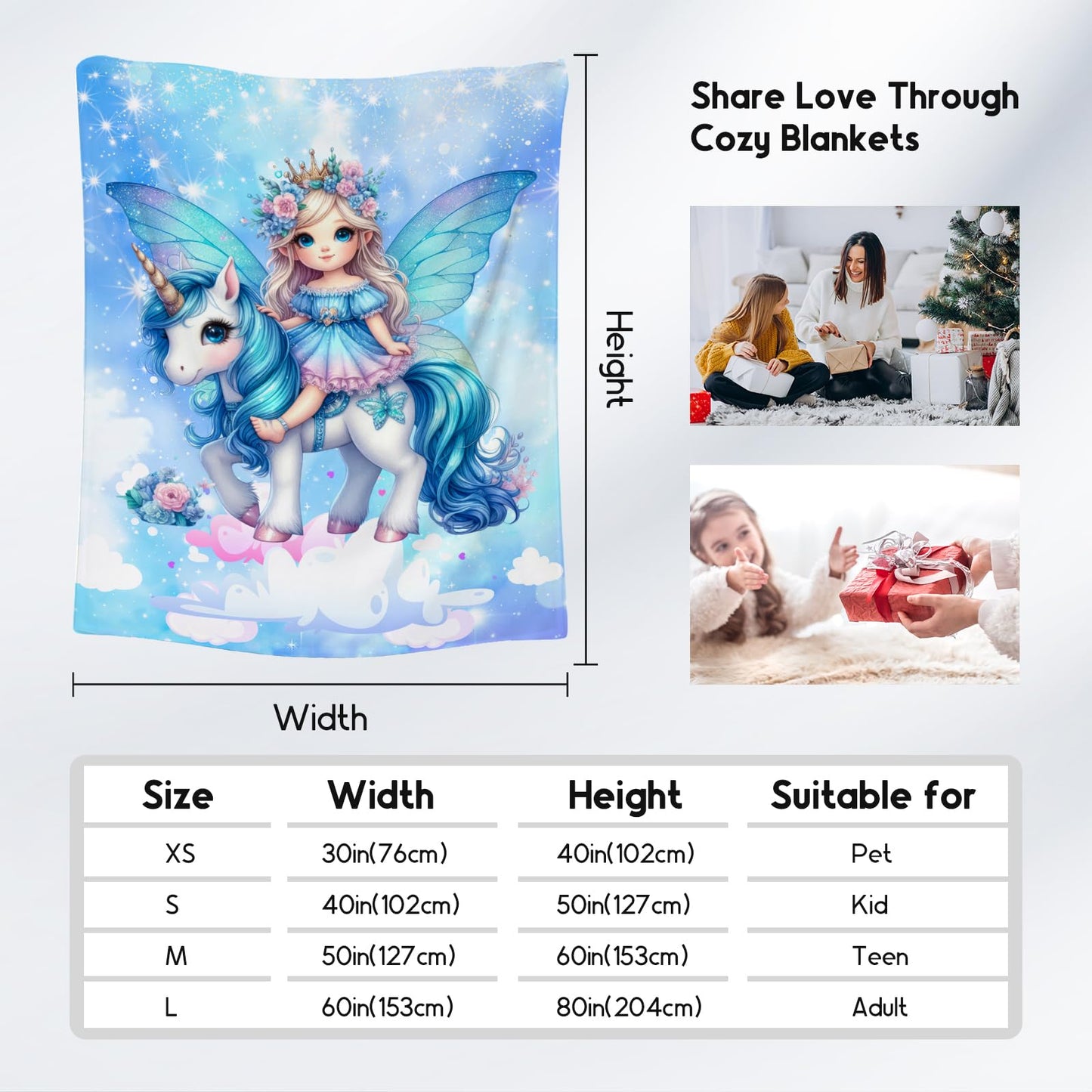 Blanket for Girls, Unicorn Blanket for Kids, Unicorn Gifts Soft Lightweight Throw for Sofa Couch Chair, 40"x50"