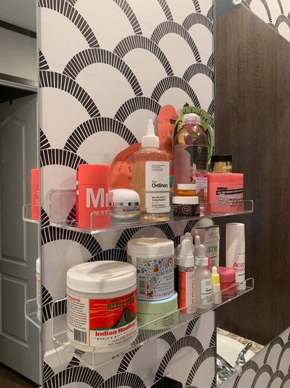 15 Inch Clear Acrylic Shelves for Wall,4 Pcak Wall Mounted Floating Shelves for Bathroom,Bedroom,Renter Friendly,Kids Room,Invisible Display Shelf for Lego,Funko Pop,Collectibles,Perfume,Bookshelf